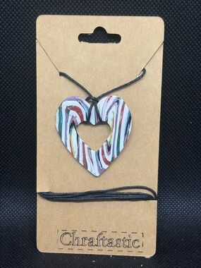 Marbled Pendant Necklace in White, Yellow, Purple, Black
